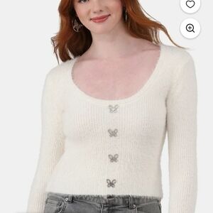 No Boundaries Rhinestone Butterfly  Sweater - Size S